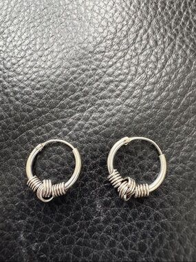 Sterling Silver Knot Hoop Earrings -